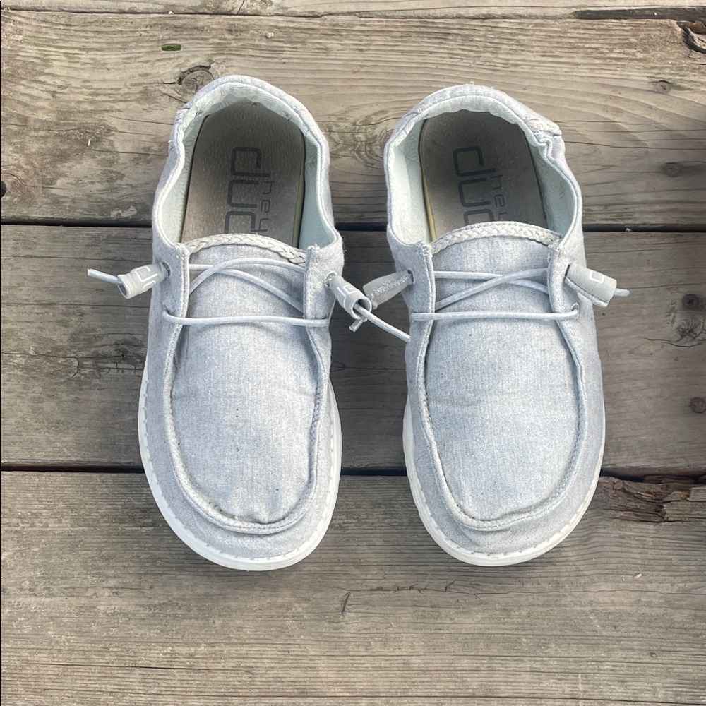 Hey Dude Gray Women's Wendy Chambray Casual Shoes - Light Grey